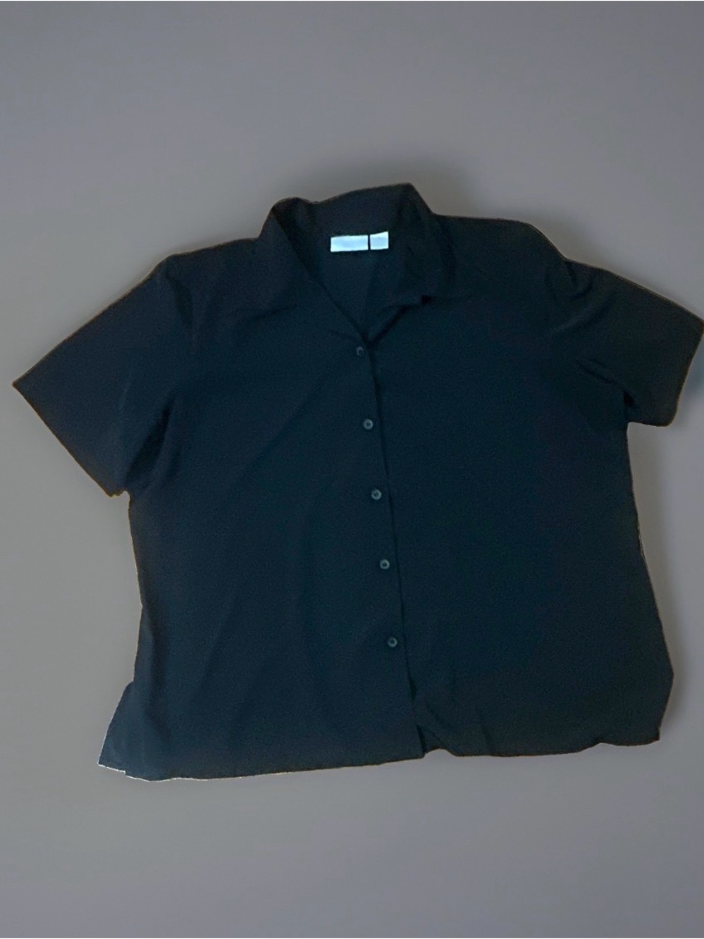 Worthington Lightweight Black Short Sleeve Button Up Blouse 2X
